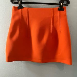 Orange dressy high waisted mini skirt